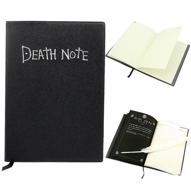 Sổ Tay Ghi Chú In Hình Anime Death Note Và Bút Lông Vũ + Vòng cổ Dành Cho Học Sinh