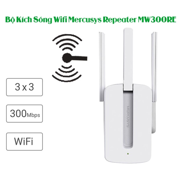 Bộ kích sóng wifi Mercusys MW300re 3 râu cực mạnh 300 Mbps (băng tần 2.4GHz) Chính Hãng  - VNET