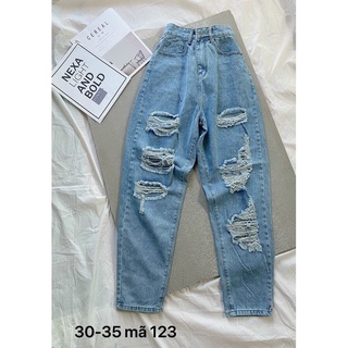 Quần baggy jeans nữ rách Bigsize 55kg đến 85kg hàng vnxk
