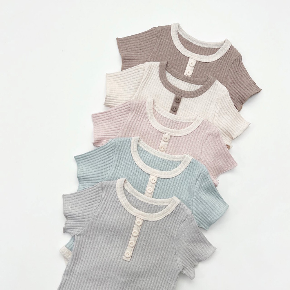 Áo Liền Quần Tay Ngắn Cho Bé Trai &amp; Gái Sơ Sinh 5 Màu Sắc