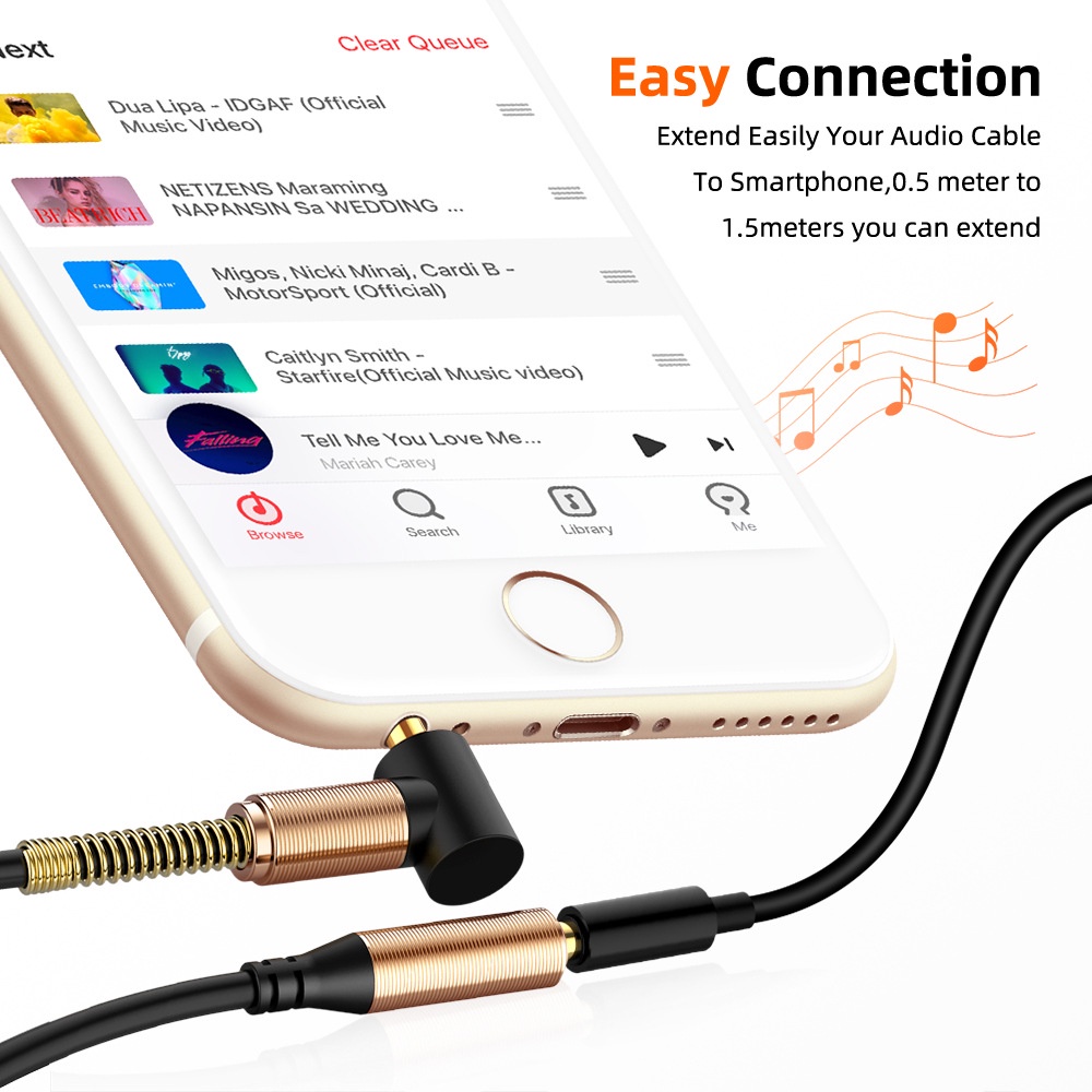 Dây Cáp Lò Xo Nối Dài Tai Nghe 3.5mm Cho Điện Thoại / Máy Tính