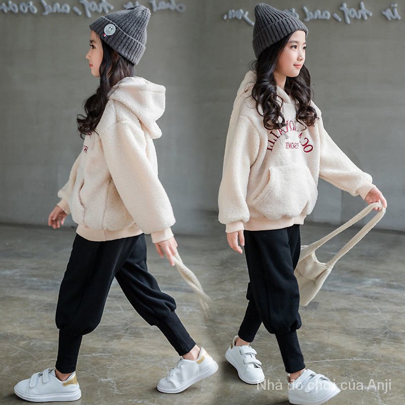 COD Kid's FashionGirl | 5-14 years old Tops Girls Winter New Velvet Sweater Children Coat Faux Sheepskin Korean Thick