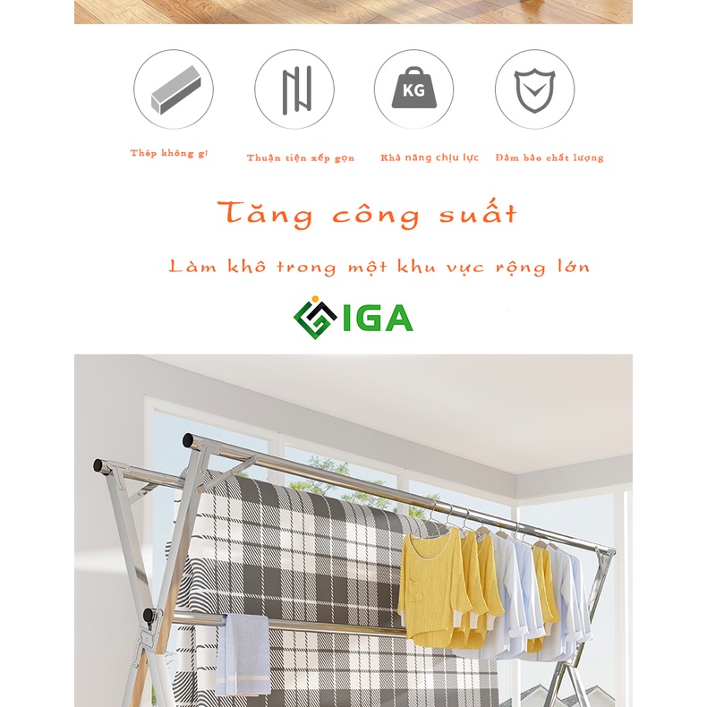 Giá phơi quần áo 2.4m không bánh xe - gn49