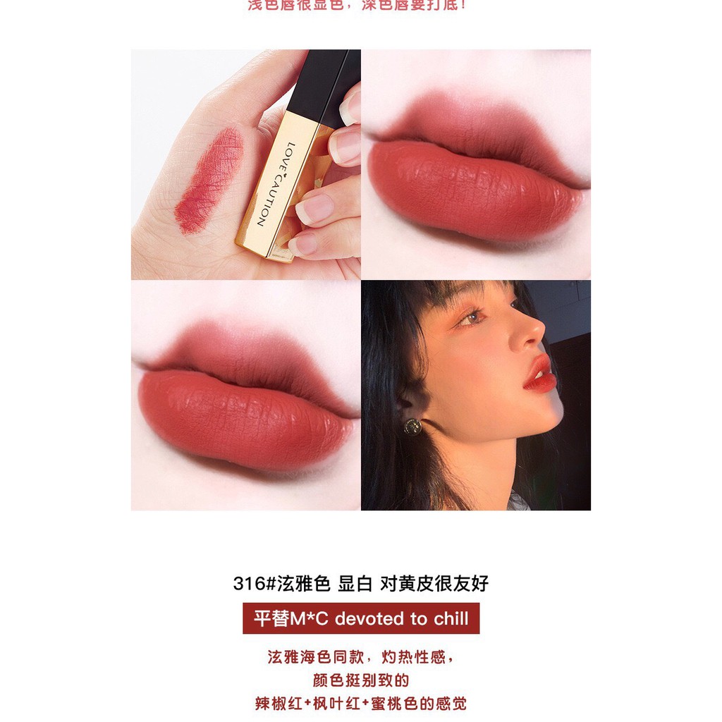 (Nhiều màu) Son sáp lì có dưỡng bảo vệ môi màu siêu đẹp Love Caution ROSE196 (B04)