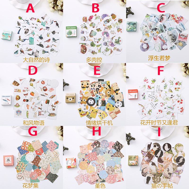 Set 40 Miếng Dán Hoạt Hình Mini Trang Trí Album Ảnh/Sổ Tay