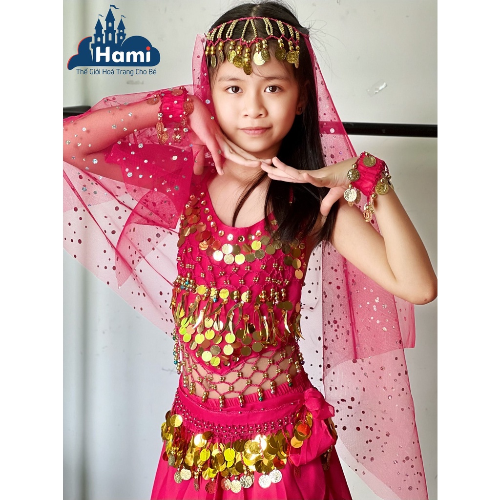 Set Áo Váy Belly Dance Ấn Độ Cao Cấp Màu Hồng