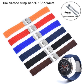 22mm 24mm 18mm 20mm Họa tiết lốp xe thể thao Dây đeo đồng hồ silicon Dây đeo cao su Tali Jam Vòng đeo tay Dây đeo đồng hồ