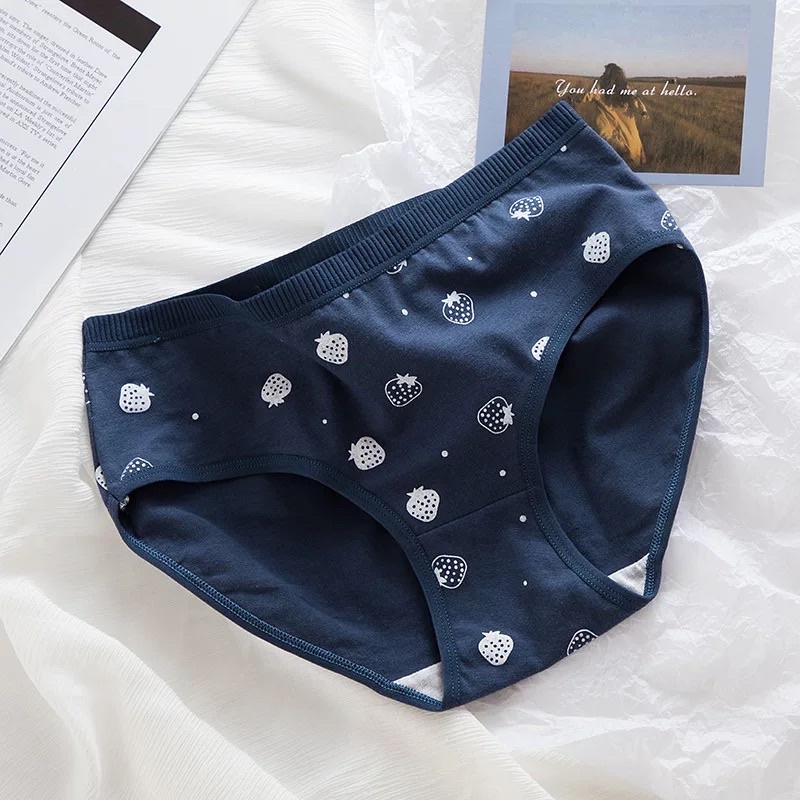 Quần Lót Nữ Cotton Siêu Thoáng Nâng Mông Dâu Tây Tím Than Siêu xinh  QL10