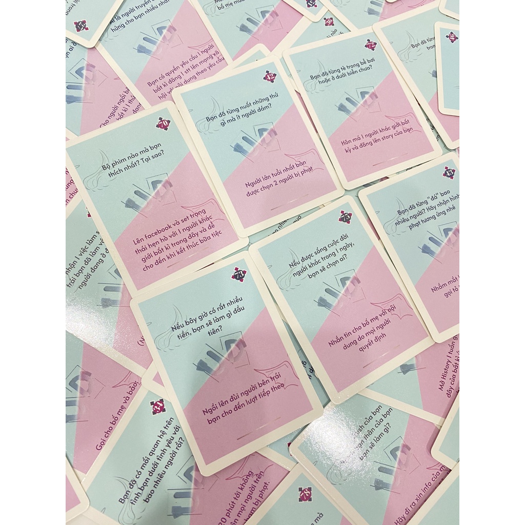 Bộ bài Uống Đê "TRUTH or DARE" "THÁCH hay THẬT" Board Game/Drinking game 80 lá dành cho nhóm bạn, cặp đôi, kèm phụ kiện