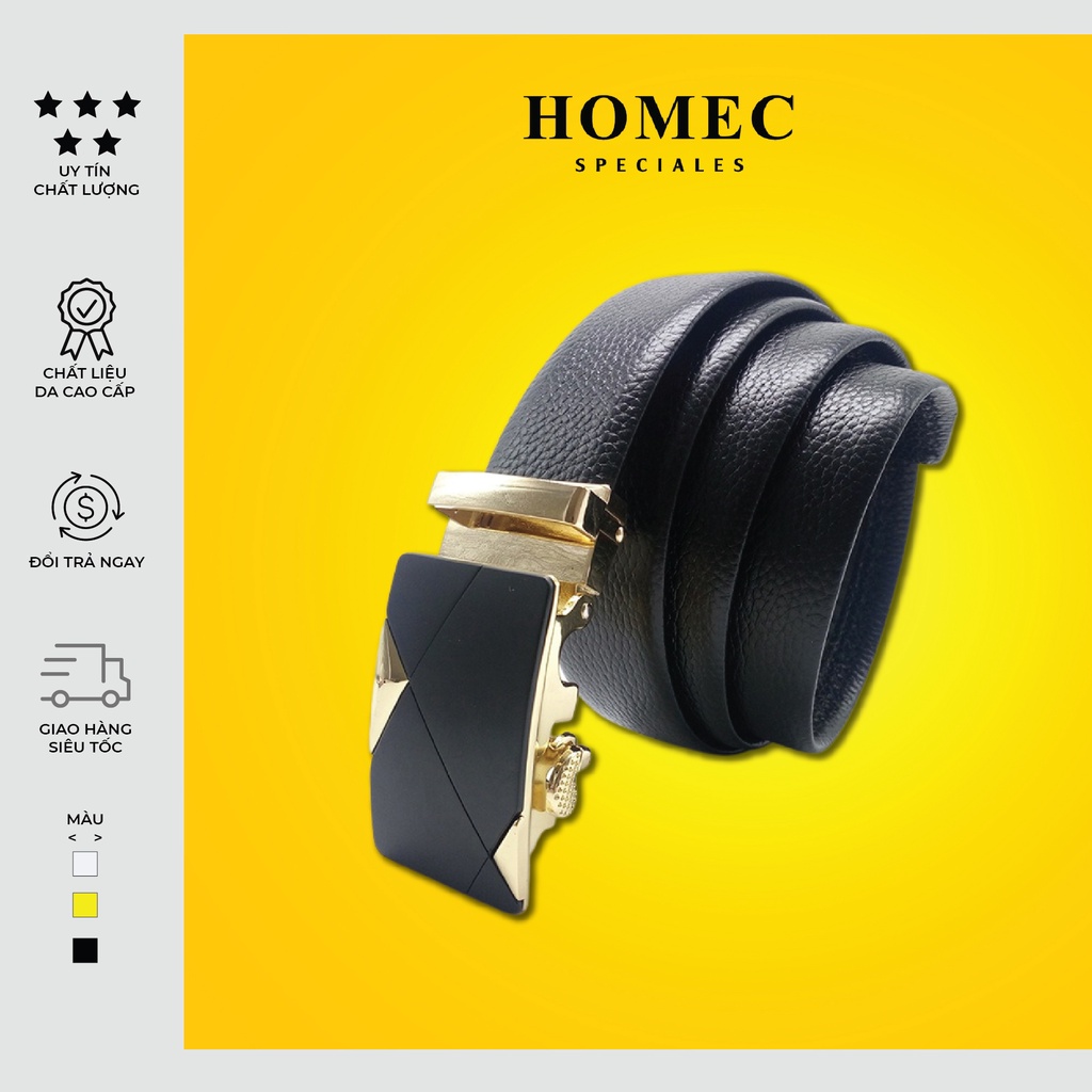 Thắt lưng Nam chất liệu da cao cấp HOMEC 07 khóa tự động kiểu dáng hiện đại - Dây lưng nam cao cấp – HOMEC