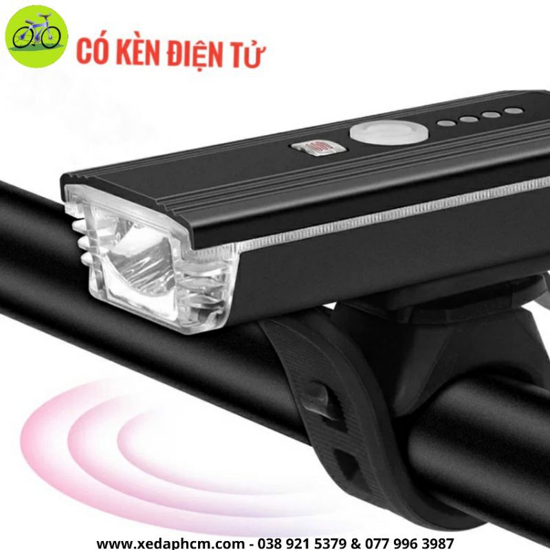 Đèn LED xe đạp sạc USB kết hợp còi