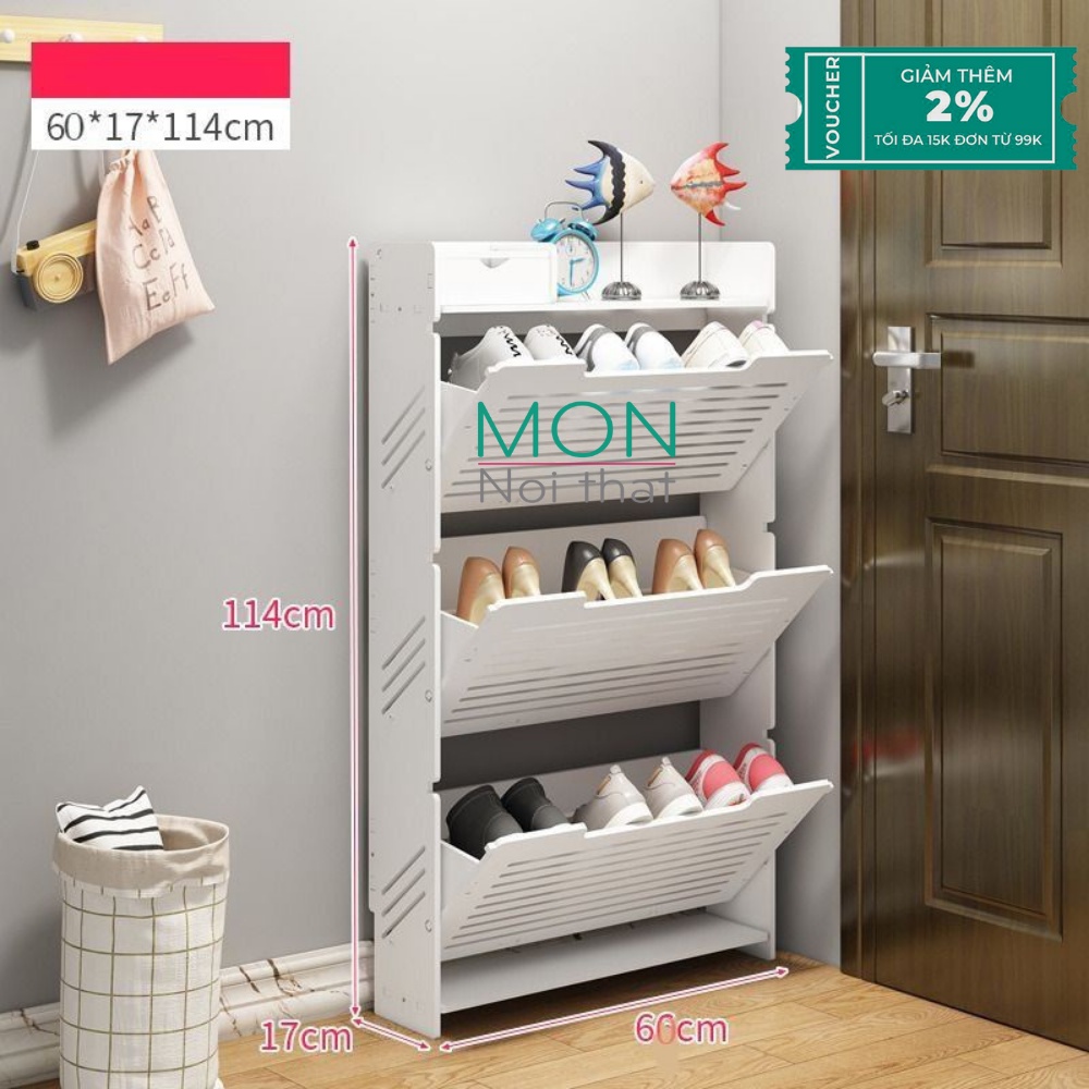 Tủ giày thông minh chất liệu gỗ nhựa PVC cao cấp chống ẩm mốc chứa 9-14 đôi giày dép - Tặng kèm vít chắc chắn