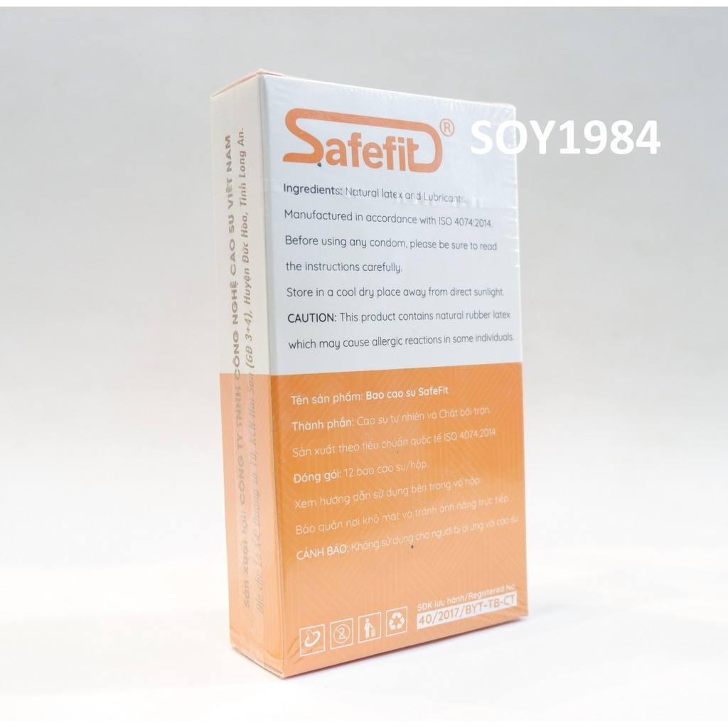 Bao Cao Su Safefit Smooth Hộp 12 Cái ( Siêu Bôi Trơn )