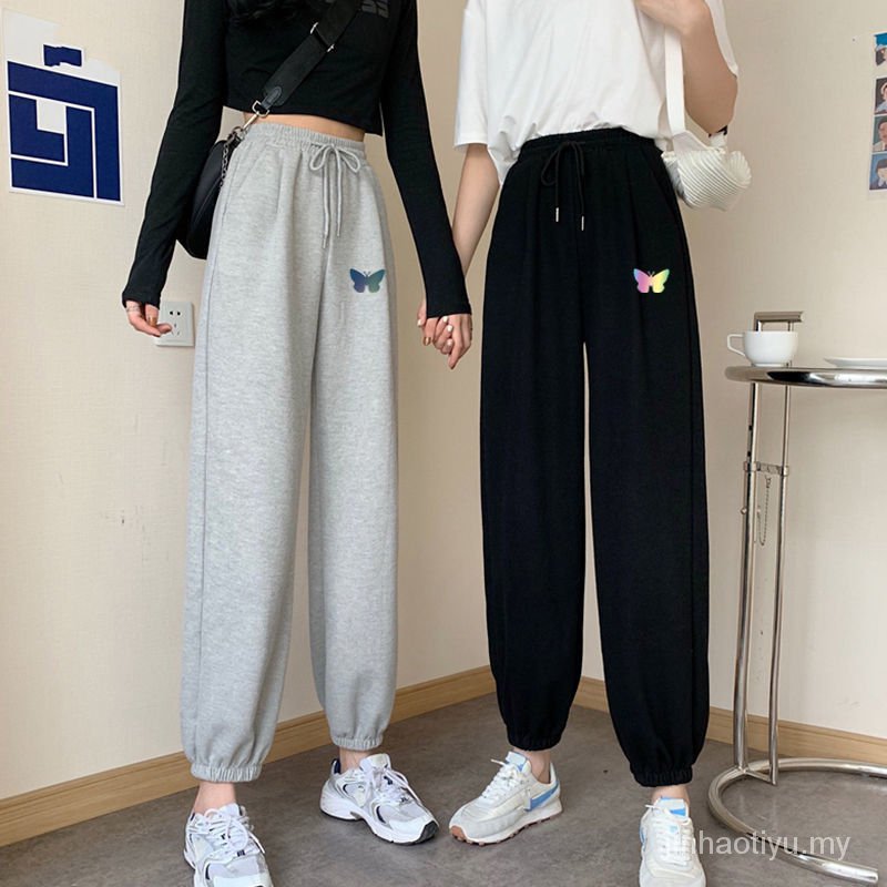 Quần Thể Thao Lưng Cao Ống Rộng Màu Xám Phong Cách Hàn Quốc Thời Trang Mùa Thu Mới Cho Nữ | BigBuy360 - bigbuy360.vn