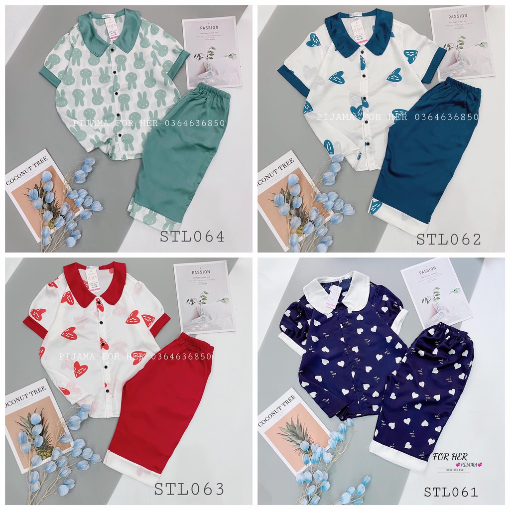 Đồ Bộ Pijama - Bộ Lụa Pizama Quần ngố Chất Liệu SaTin Họa Tiết | BigBuy360 - bigbuy360.vn