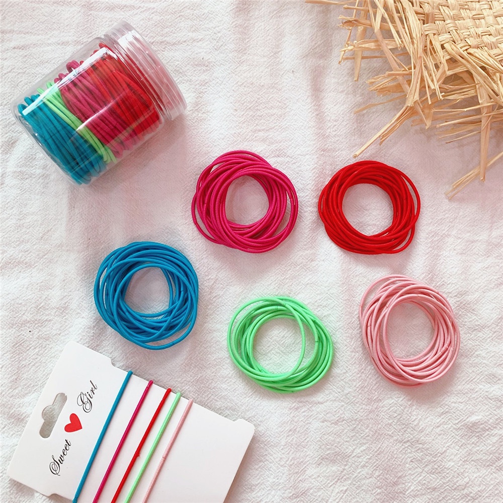 Set 100 Dây Buộc Tóc Co Giãn Nhiều Màu Sắc Phong Cách Hàn Quốc Cho Nữ