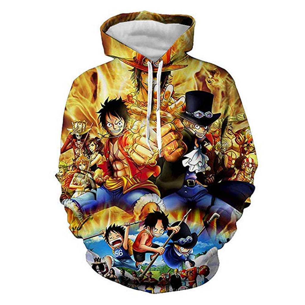 Áo hoodie HUQISHA in họa tiết Anime One Piece thời trang unisex cho nam nữ