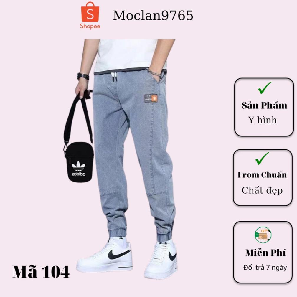 Quần jean jogger nam màu xám trơn không rách gối chất bò cao cấp co dãn 4 chiều, baggy from chuẩn Moclan01 🏅