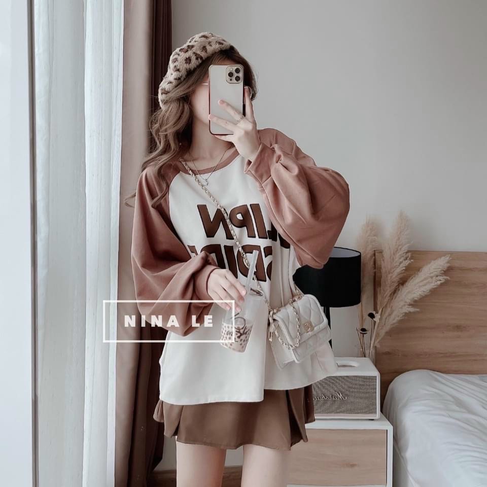 Set áo thun tay dài mix với chân váy tone màu siêu xinh thời trang nữ thích hợp với các nàng teen đi dự tiệc, đi chơi