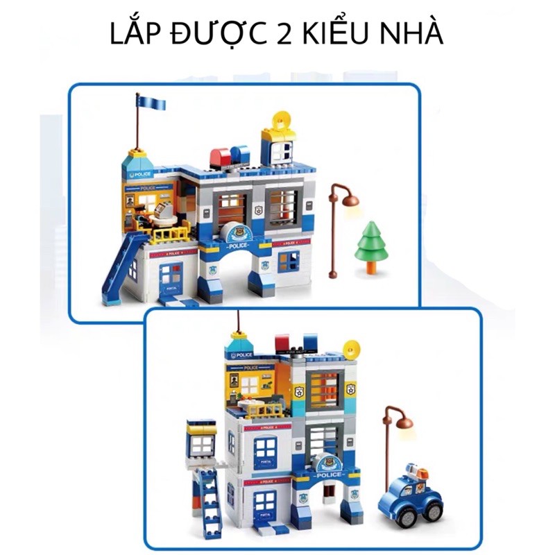 Sở Cảnh Sát - 167 chi tiết size Lego Duplo - Hãng FEELO- Đồ Chơi Xếp Hình Cho Bé