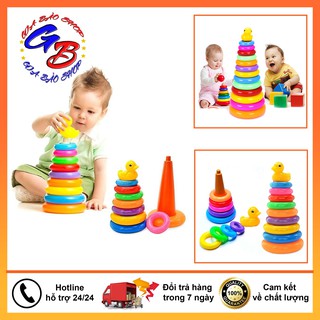 Tháp cầu vồng, đồ chơi xếp tháp vịt cao cấp cho bé