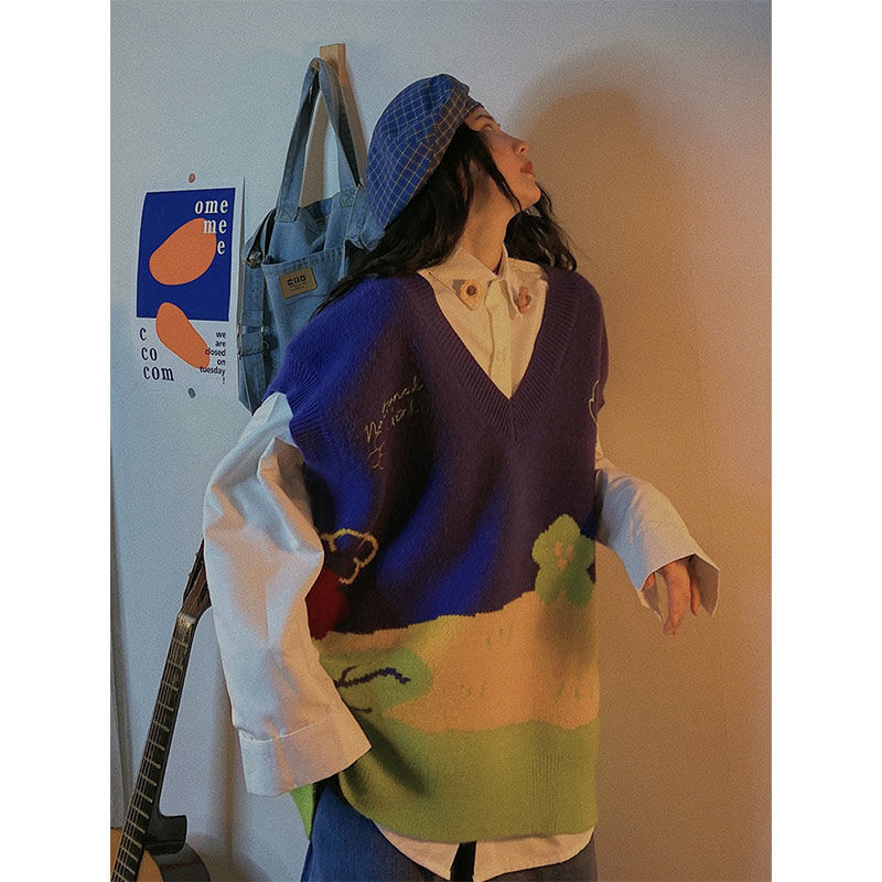 Bộ áo sơ mi dáng rộng / áo khoác len cộc tay thời trang trẻ trung dành cho nữ