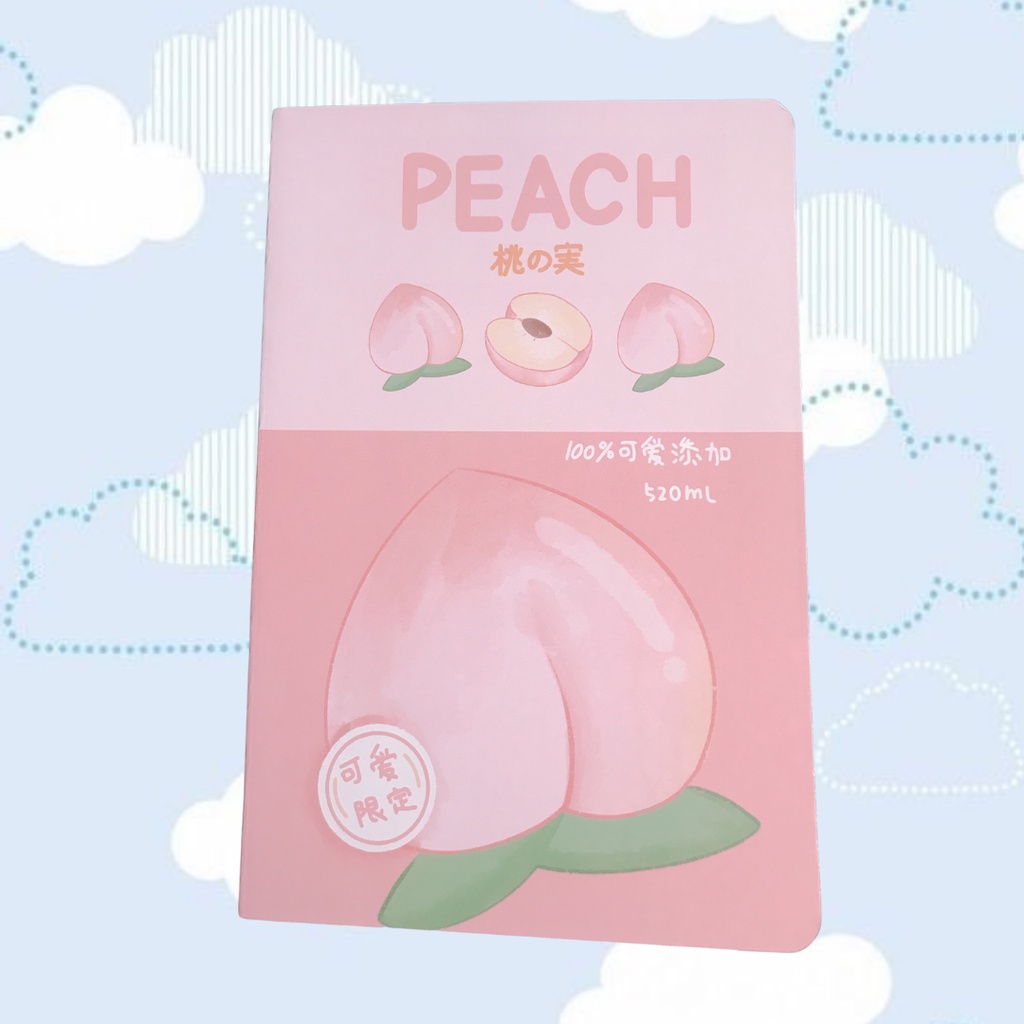 Sổ tay ghi chú dòng kẻ ngang Moka size A5 họa tiết quả đào đáng yêu