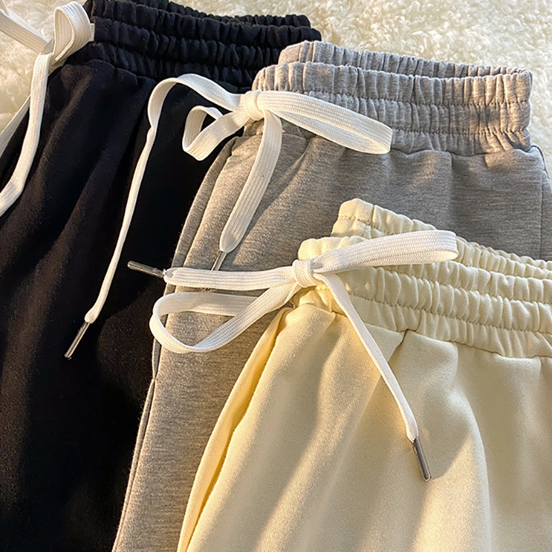 Quần dài thể thao IELGY ống rộng bằng cotton cá tính cho nữ