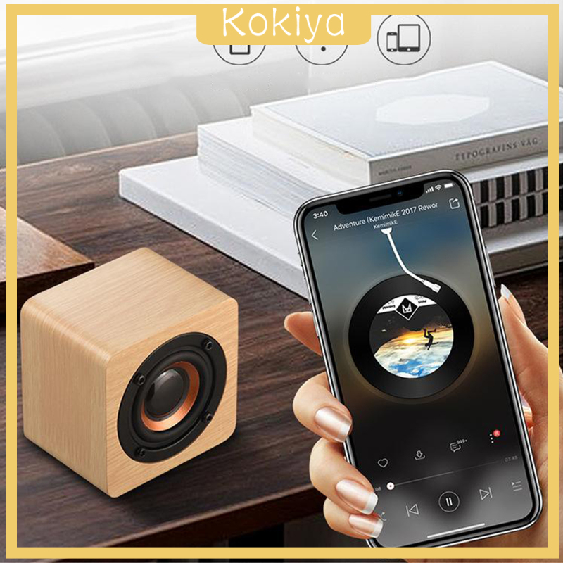 [KOKIYA]Mini Wooden Bluetooth Multimedia Speaker 1200mAh Battery &amp; Cable
