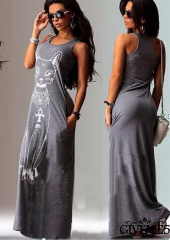 Đầm Maxi Nữ Cộc Tay Cổ Tròn Dáng Dài Thời Trang Boho