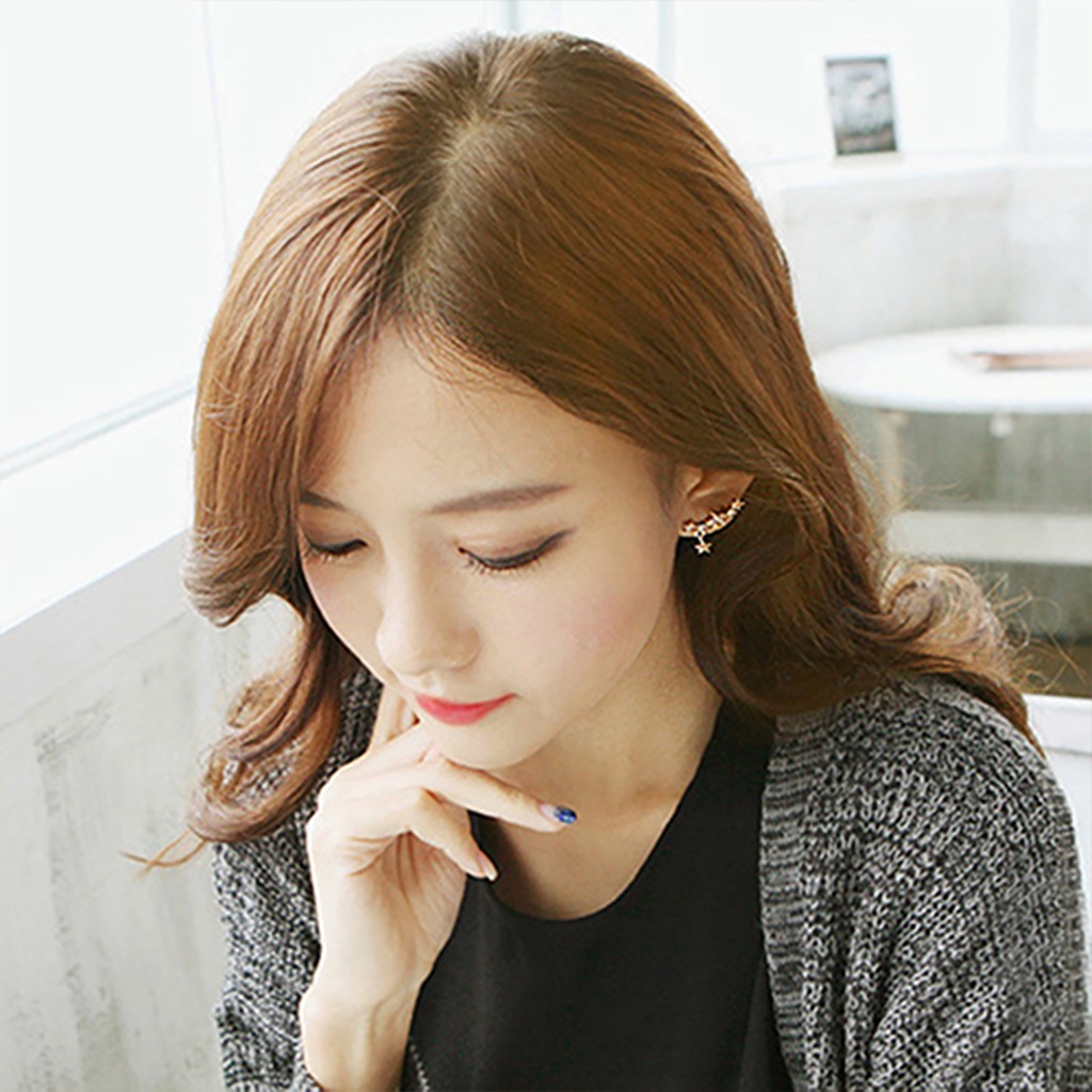 Cặp khuyên vành tai thiết kế ngôi sao 5 cánh đính đá lấp lánh sang trọng cá tính dành cho nữ