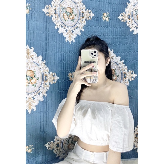 Set đồ đi biển,áo trễ vai kèm quần sang chảnh,đi chơi Linstore