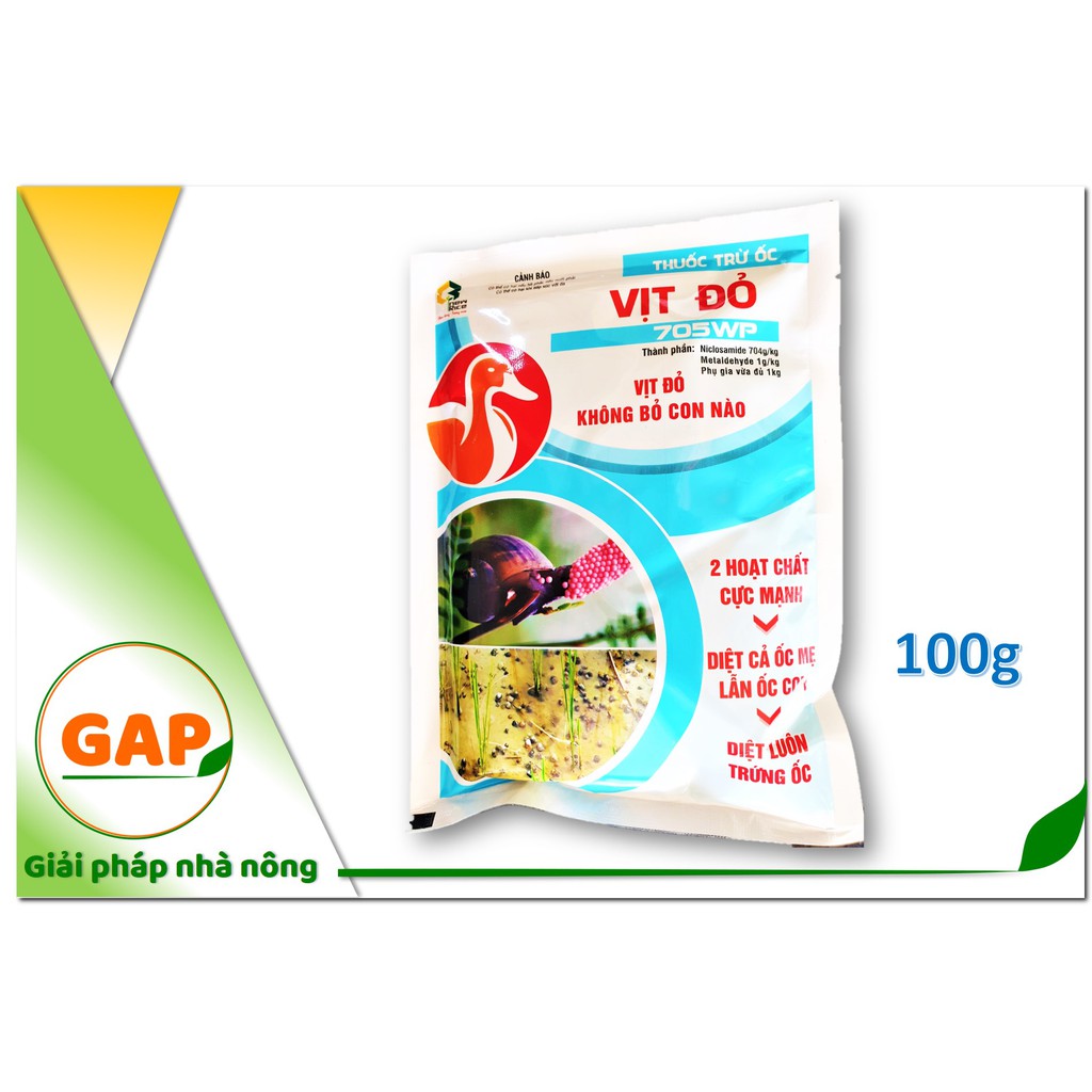 Chế phẩm VỊT ĐỎ 705WP (100g) Trừ sạch ốc cho vườn