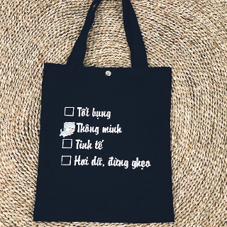Túi vải canvas kèm ghim dễ thương