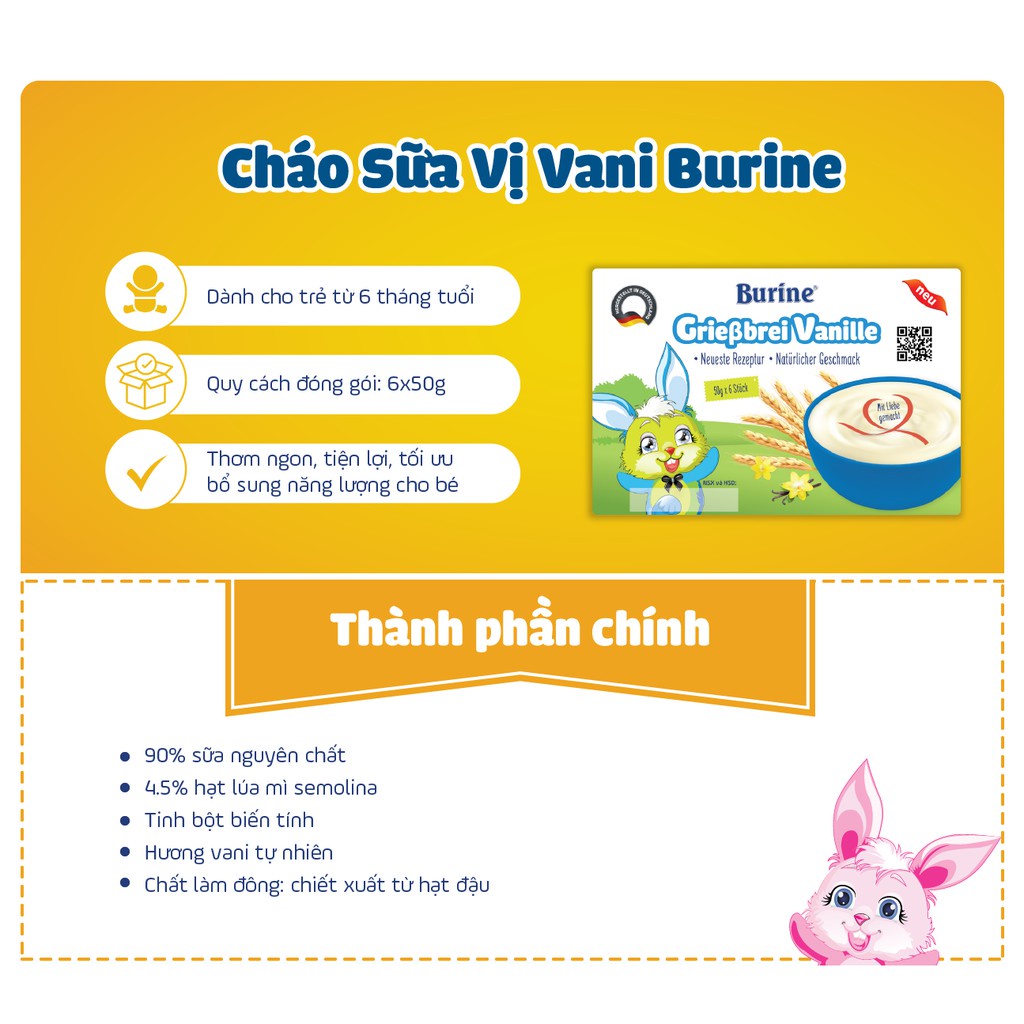 Thùng 8 Vỉ Cháo Sữa Ăn Dặm BURINE Hương Vị Vani Và Bích Quy Dinh Dưỡng Thơm Ngon Bổ Sung Năng Lượng 8 Vỉ