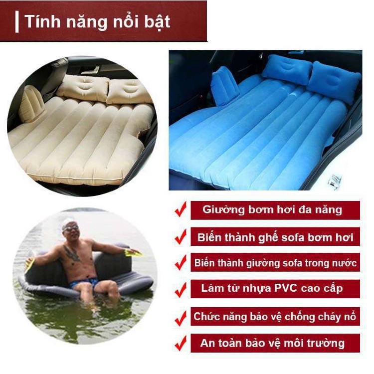 Nệm Hơi Ô Tô Cao Cấp - Đệm Hơi Ô Tô Loại Dày Chân Đế Rời Loại Giường Nằm