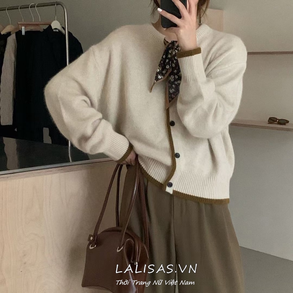 Áo cardigan cổ tròn thời trang Hàn Quốc dễ phối đồ