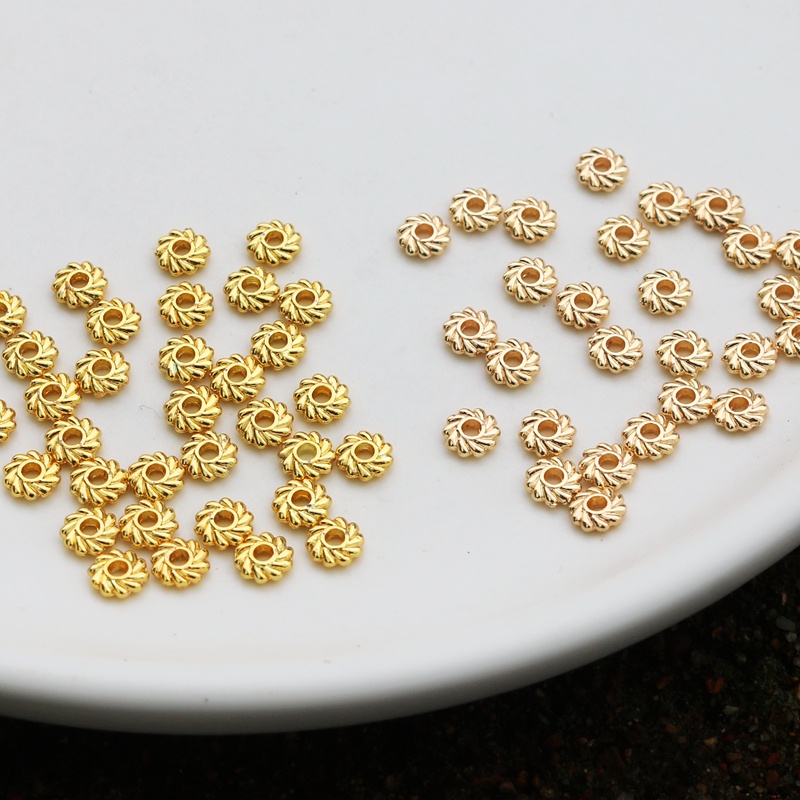 Set 50 Hạt Tròn Màu Vàng Đồng 14k 18k Làm Trang Sức Thủ Công diy