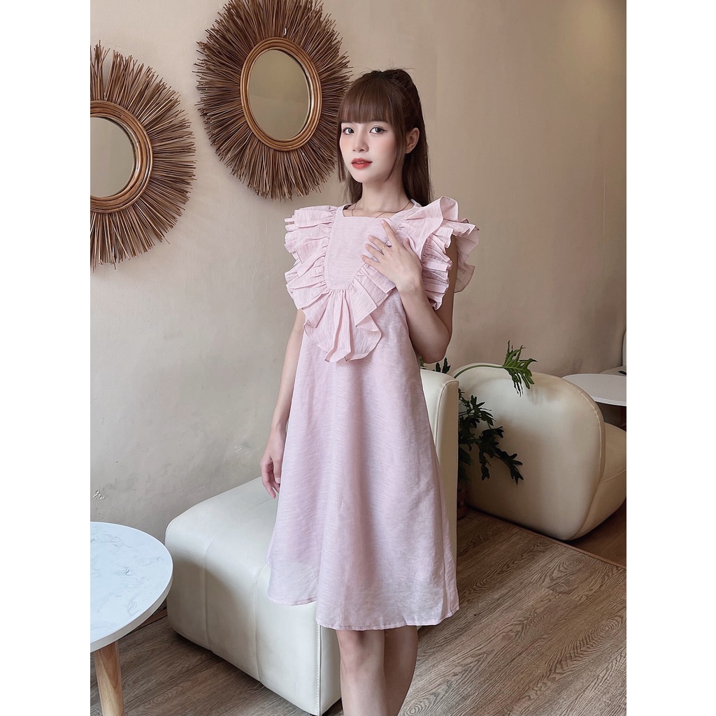 Đầm tơ gân fom suôn