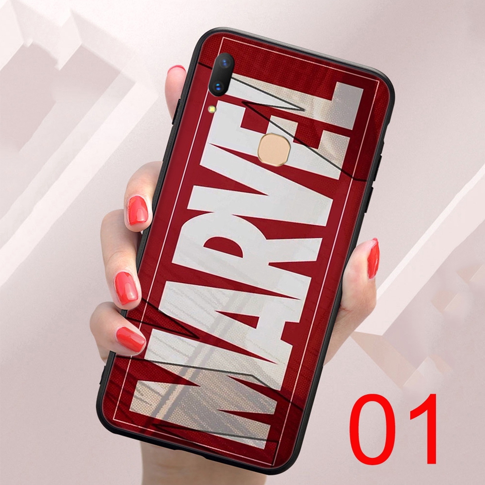 Ốp điện thoại dẻo đen in hình truyện tranh Marvel cho VIVO V5 V7 Plus V5s V9 Y55 Y55s Y81 Y81s U3 Lite