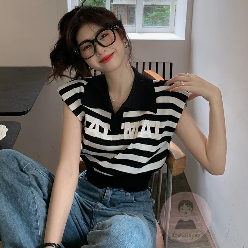 Áo Thun Tay Ngắn Họa Tiết Sọc Ngang Màu Sắc Thời Trang Cho Nữ