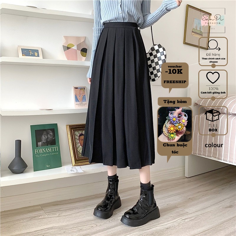 Chân Váy Dài Xếp Ly - Váy Kaki Dáng Xòe 3 màu nữ SanDi | BigBuy360 - bigbuy360.vn