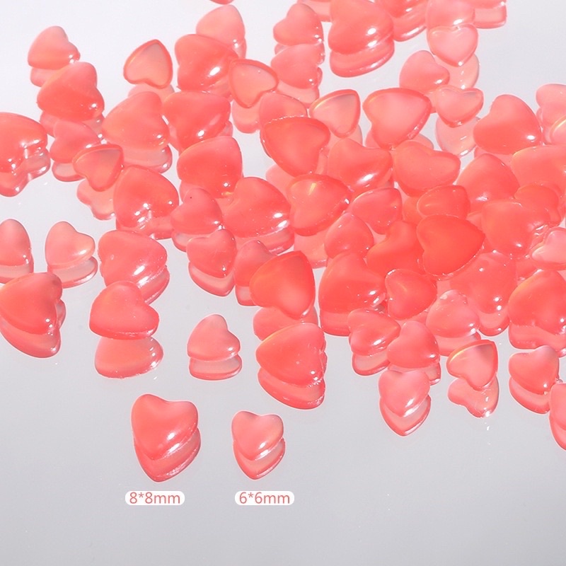 Set 50 charm tim đổi màu mix size