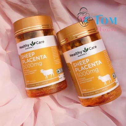 Nhau Thai Cừu Healthy Care Sheep Placenta 5000mg, Úc (100v) giúp da sáng bóng mịn màng cho người trên 18 tuổi