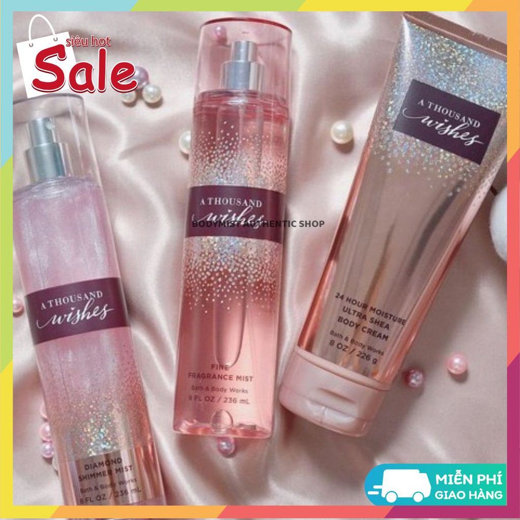 Xịt thơm body mist Bath and Body Works A Thousand Wishes _ [𝑩𝒐𝒅𝒚𝒎𝒊𝒔𝒕 𝑨𝒖𝒕𝒉𝒆𝒏𝒕𝒊𝒄] | Thế Giới Skin Care