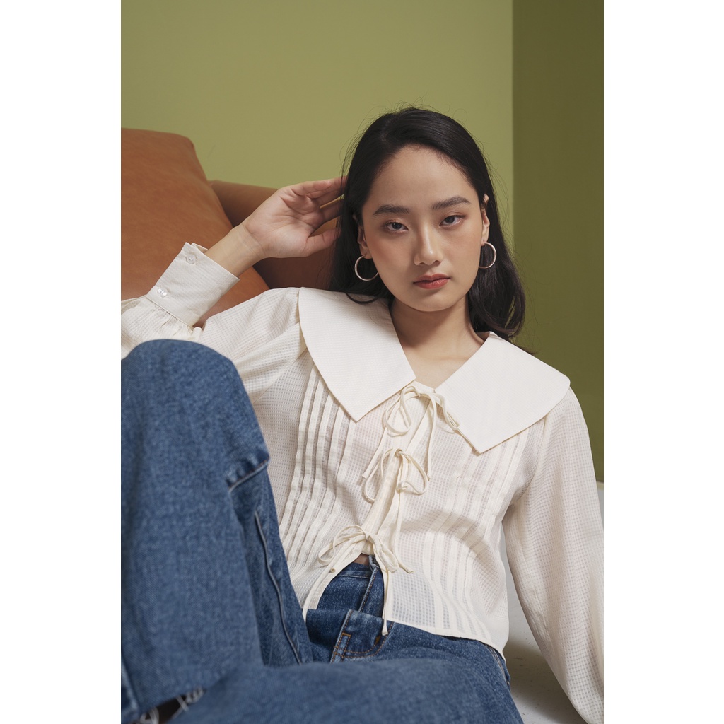 Happy Zoo - Áo tay dài cổ thủy thủ ly gân trắng | BigBuy360 - bigbuy360.vn