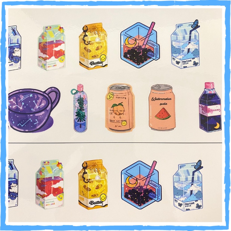 Sticker Qoobee, trà sữa, mèo chống thấm nước