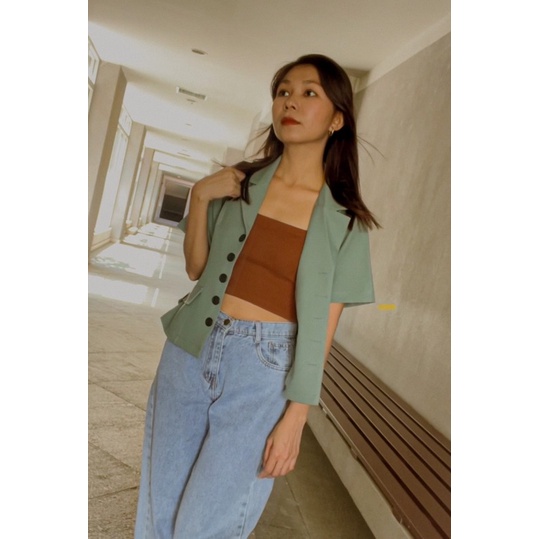 Kathryn.thecitilook - Áo blazer tay ngắn xanh mint đậm S|M- Mint blazer