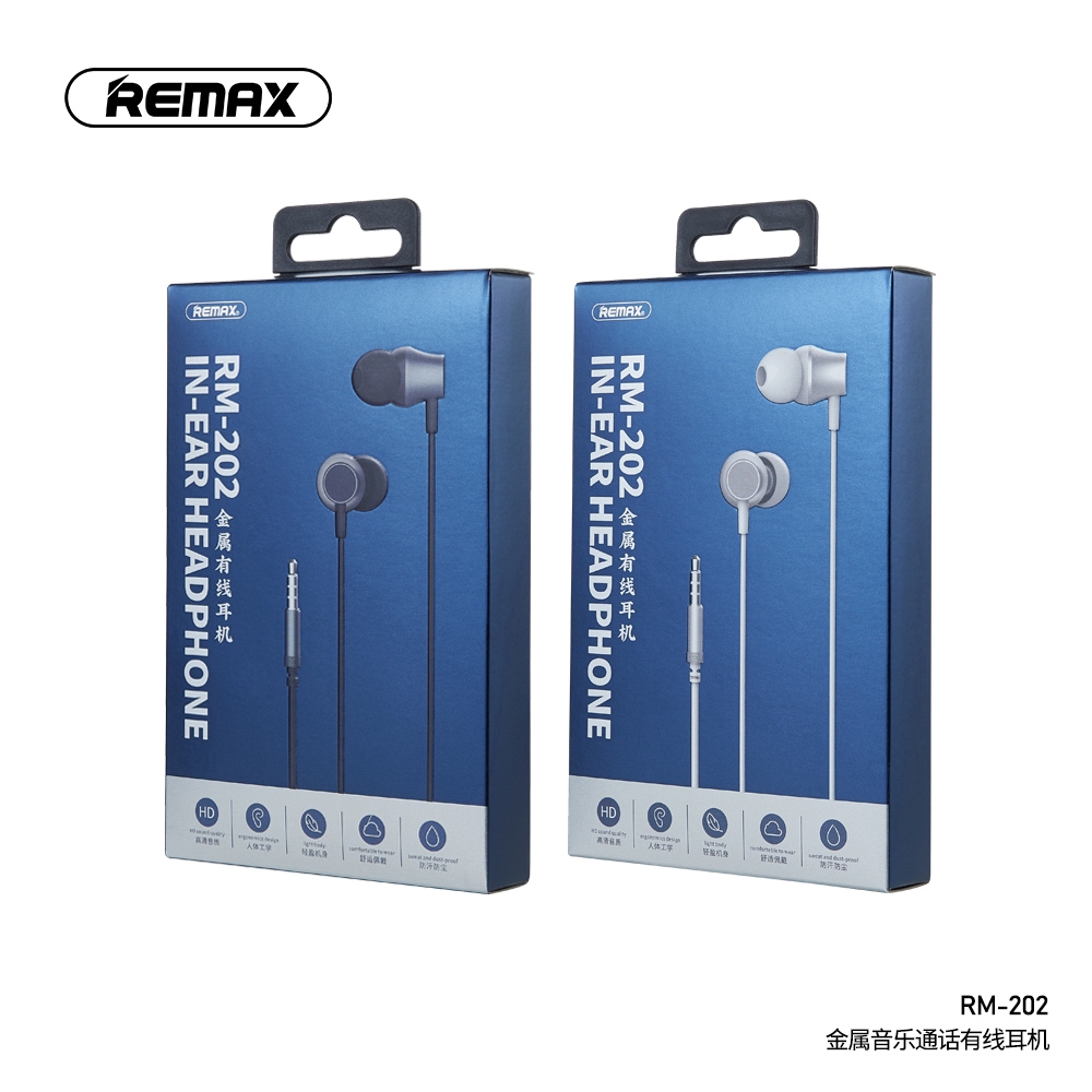 Remax in-ear stereo, wire-controlled hands-free headset, high-definition sound quality, clear calling RM-202