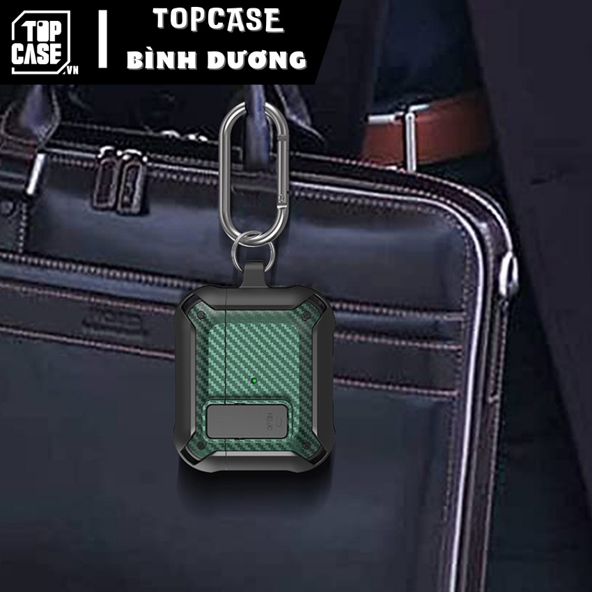 Case Airpods - Vỏ bảo vệ tai nghe Airpods 1/2/3/Pro chống sốc TPU vân carbon,có công tắc kèm móc khoá-TOPCASE BÌNH DƯƠNG